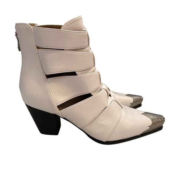 Beast Fashion Dakota Western Ankle Boots Size 10 in White - Picture 2 of 7